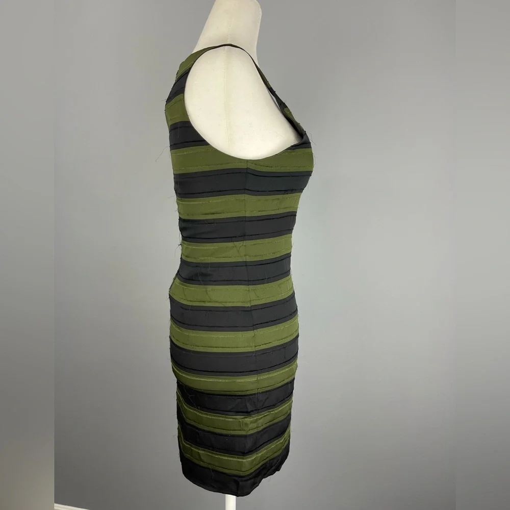 ALICE + OLIVIA • Black & Olive Green Tank Dress Zipper in back Size 4 Dressy - Picture 2 of 8